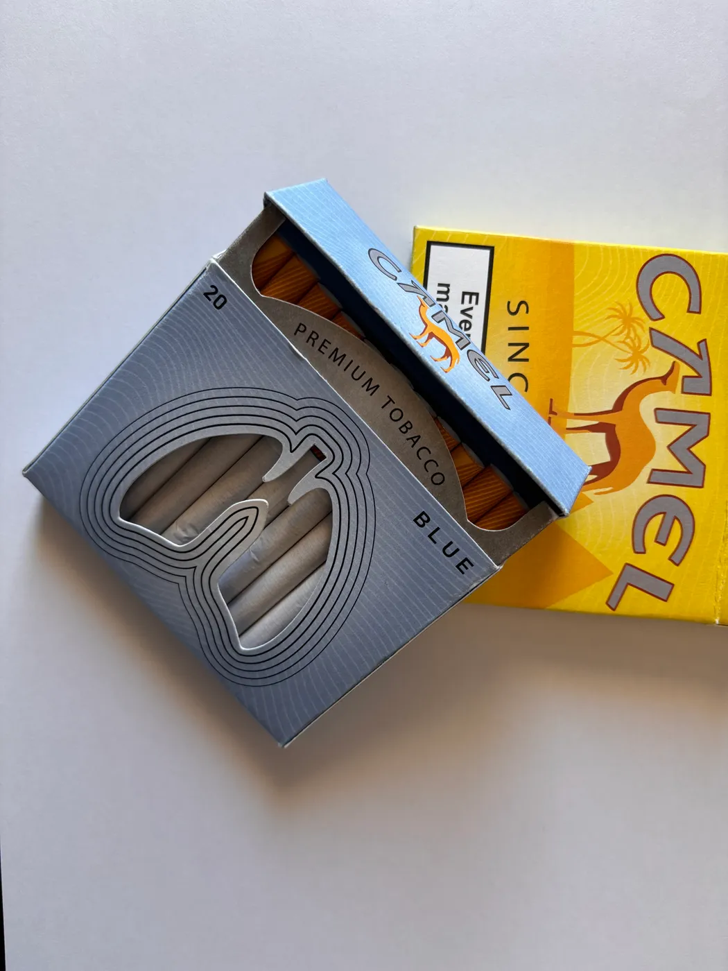 The Blue pack open beside the Yellow one, the lungs still white.